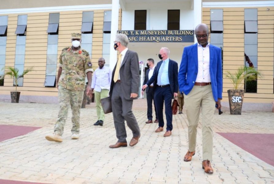 Germany says Uganda’s accusations against ambassador ‘baseless’ In this file photo, Uganda’s First Son Gen Muhoozi Kainerugaba interacts with German Ambassador Matthias Schauer on April 21, 2021, during a meeting at the SFC Headquarters in Entebbe. Also present were Lt Col Stefan Hasler, Germany’s Defence Attaché, and journalist Andrew Mwenda, a close ally of Gen Muhoozi. PHOTO/HANDOUT