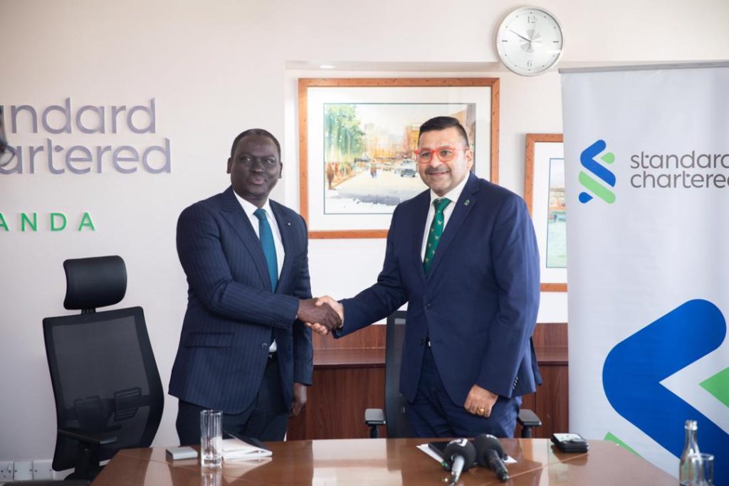 Standard Chartered Uganda Reaffirms Long‑Term Commitment to Uganda-Strengthens Governance and Deepens Support for National Growth Kin Kariisa with Stanchart CEO Sanjay Rughani
