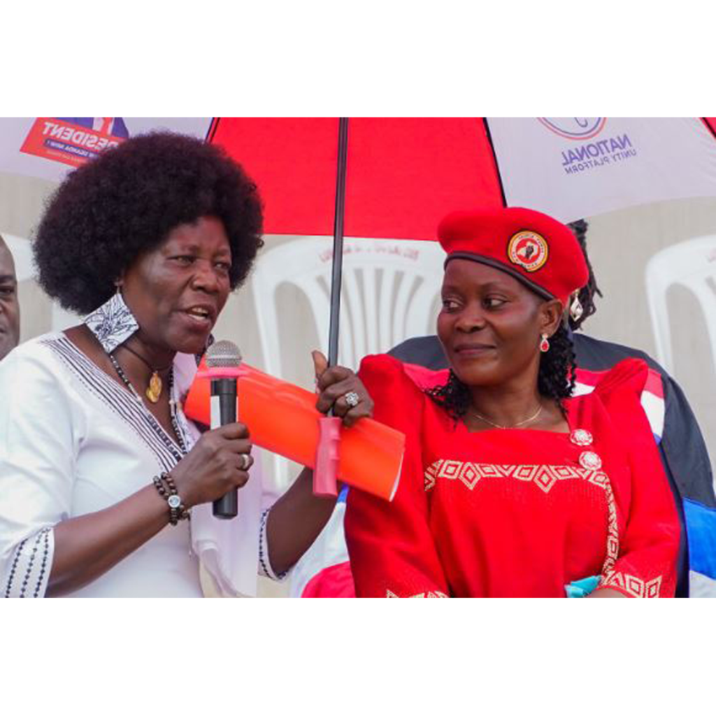 NUP does what NRM does and Unveils Late MP’s Sister Irene Nampala for Kalangala By-Election Dr Lina Zedriga (left), the acting NUP president unveils Ms Irene Nampala as party flag bearer for Kalangala District Woman MP seat. Photo | Courtesy
